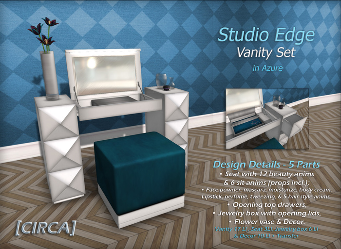 [CIRCA] - "Studio Edge" Vanity Set - in Azure - DISCOUNTED 60% Off