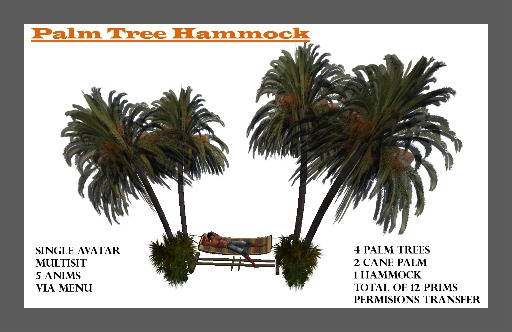 Palm Tree Hammock single Seat - 5 Animations Menu Driven