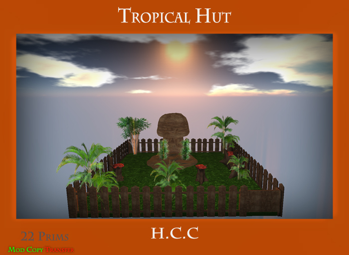  @ * Animal wooden pens - Tropical Hut - SCULPTED FENCES LOW PRIM  enclosure for your pets