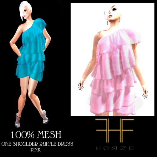.:FORZE:. One Shouder Ruffle Dress (pink)