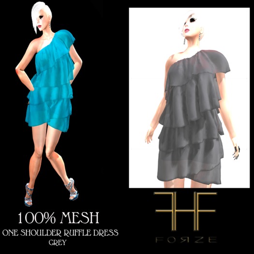 .:FORZE:. One Shouder Ruffle Dress (grey)