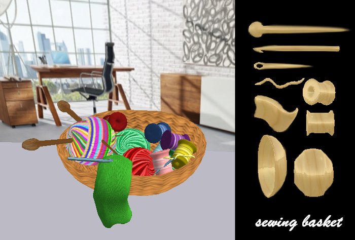 *Diesel Magic* sewing basket  sculpted maps