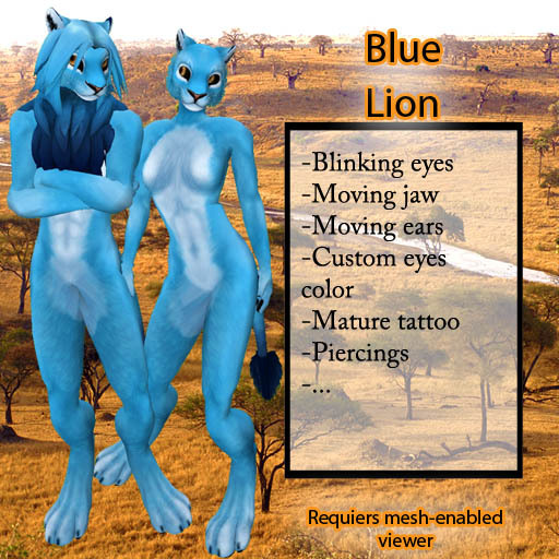 Furry Lion - Blue