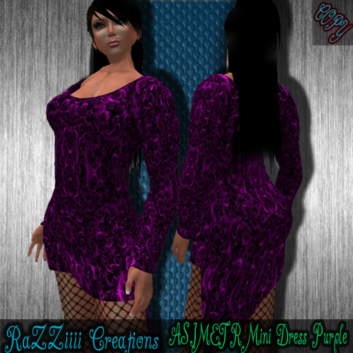 MESH ASIMETR Mini Dress Purple 5 Sizes (BOX)