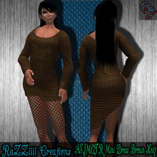 MESH ASIMETR Mini Dress Brown Knit 5 Sizes