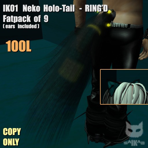 =^IK^= Holo-Tail&Ears_Neko - RING'D [black]