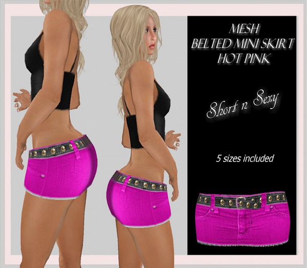 Wild Cherry Mesh Belted Micro Mini Pink (Boxed)