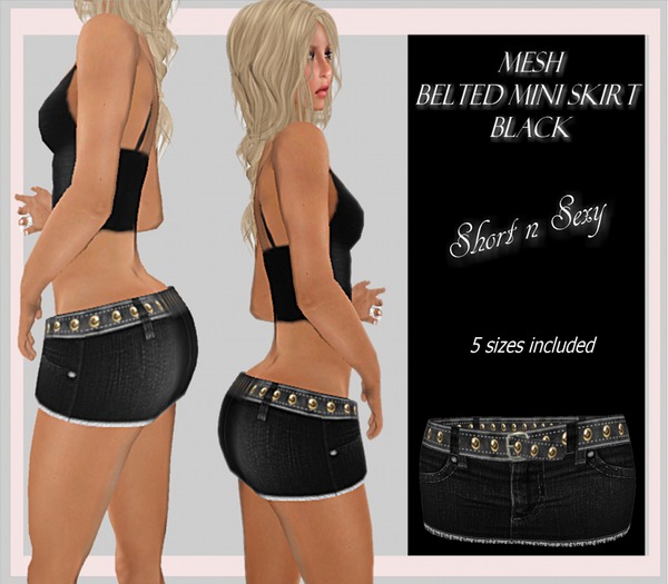 Wild Cherry Mesh Belted Micro Mini Black