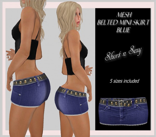 Wild Cherry Mesh Belted Micro Mini Blue (Boxed)