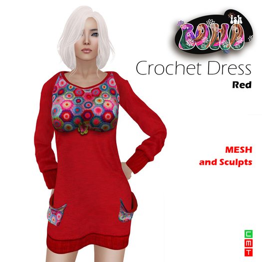BOHOish Crochet Dress Red