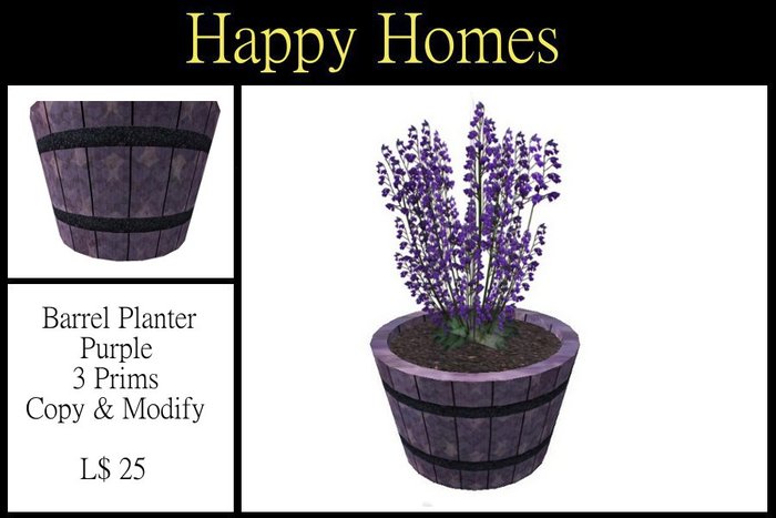 H.Homes ~ Barrel Planter ~ Purple