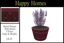 H.Homes ~ Barrel Planter ~ Pink Hearts