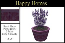 H.Homes ~ Barrel Planter ~ Purple Hearts