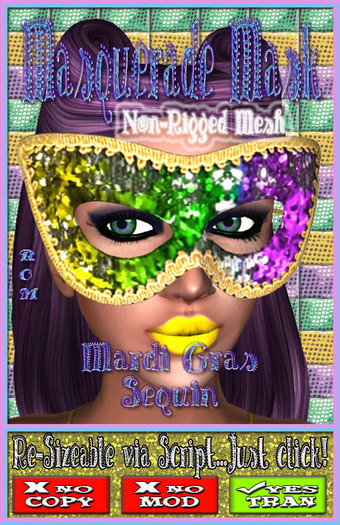 .::ROM::. Masquerade Mask - Mardi Gras Sequin