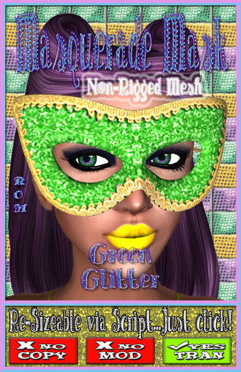 .::ROM::. Masquerade Mask - Green Glittter