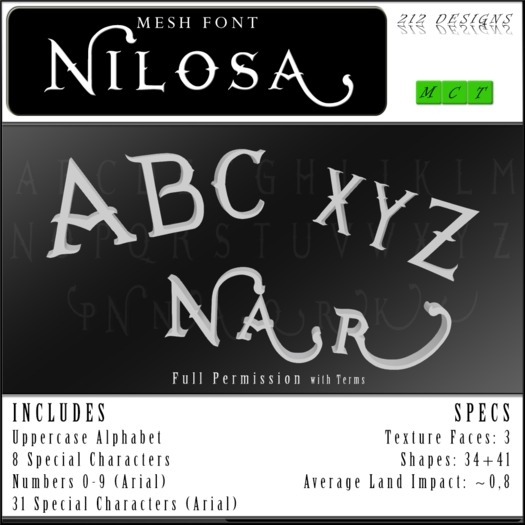 212 Designs - Mesh Font - "Nilosa"