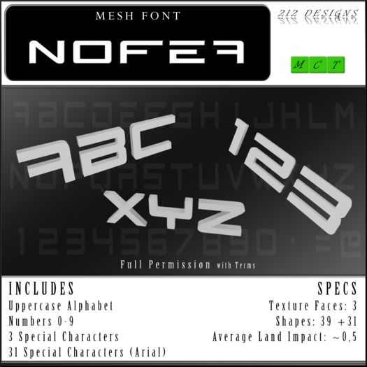 212 Designs - Mesh Font - "Nofea"