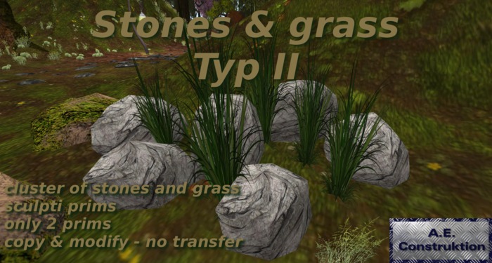 Cluster of stones and grass typ 2 - boxed