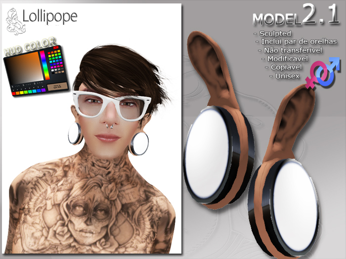 Stretched ears boton white