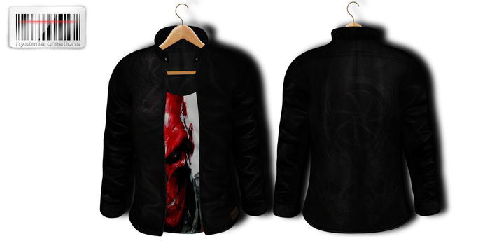 *HC* Leather Jacket BLACKSCULL ExtraShirt REDSCULL