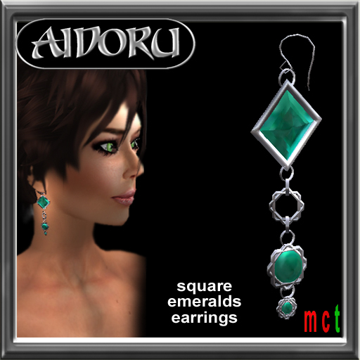 emerald squared hook earrings AIDORU