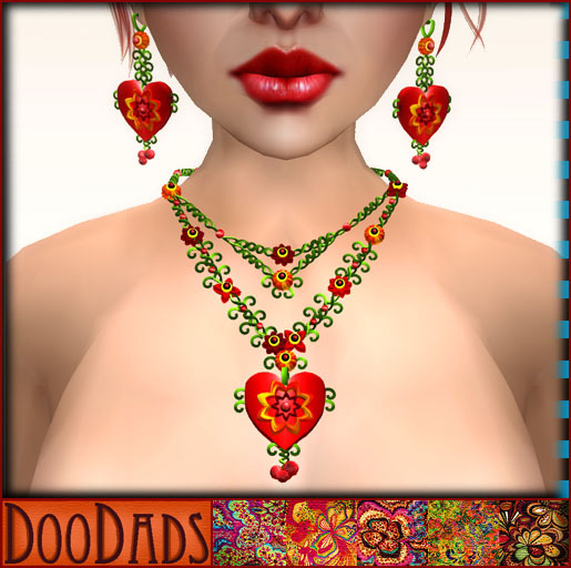 DooDads - Heart with Berries Necklace & Earrings