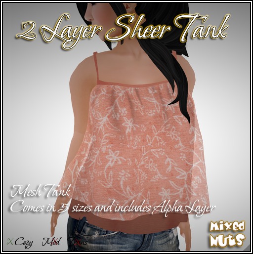 Mixed Nuts 2 Layer Mesh Tank Top - Floral Rust