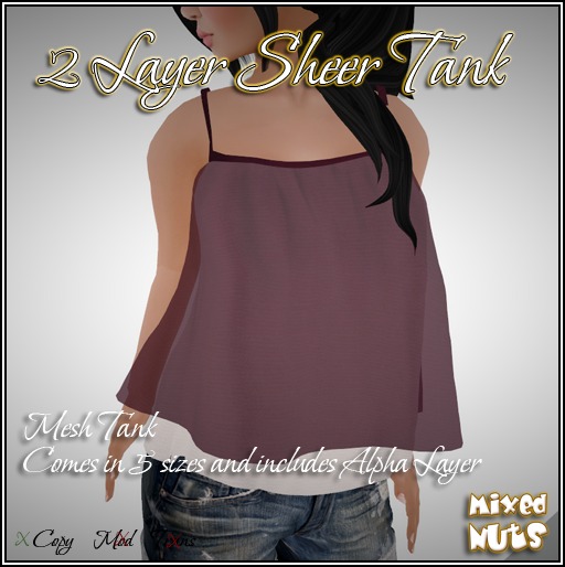 Mixed Nuts 2 Layer Mesh Tank Top - White/Berry