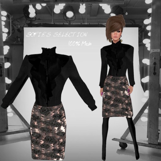 <S> Mesh Glamour Outfits (Black)