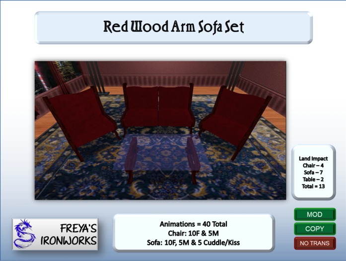 Blue Wood Arm Sofa2 - Freya's Ironworks