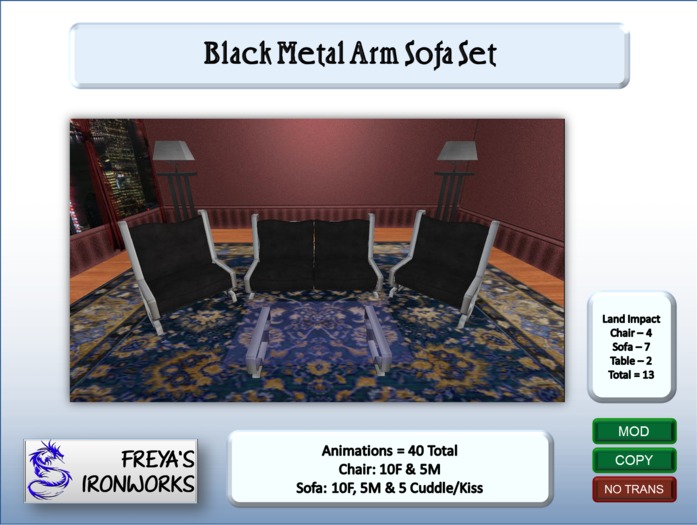 Black Metal Arm Sofa