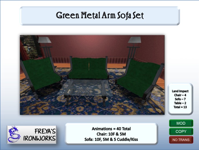 Blue Wood Arm Sofa2 - Freya's Ironworks