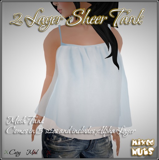 Mixed Nuts 2 Layer Mesh Tank Top - White/Blue