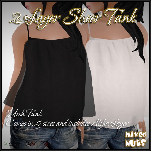 Mixed Nuts 2 Layer Mesh Tank Top - Black n' Whites