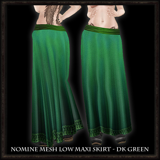 Nomine Mesh Low Maxi Skirt - dk green