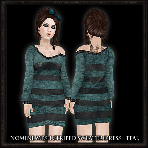 Nomine Mesh Striped Sweater Dress - teal