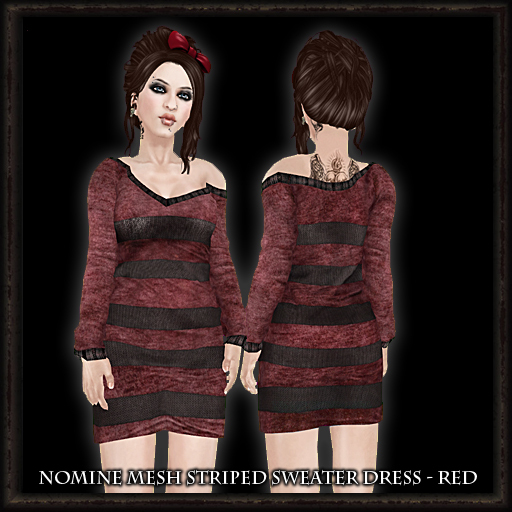 Nomine Mesh Striped Sweater Dress - red