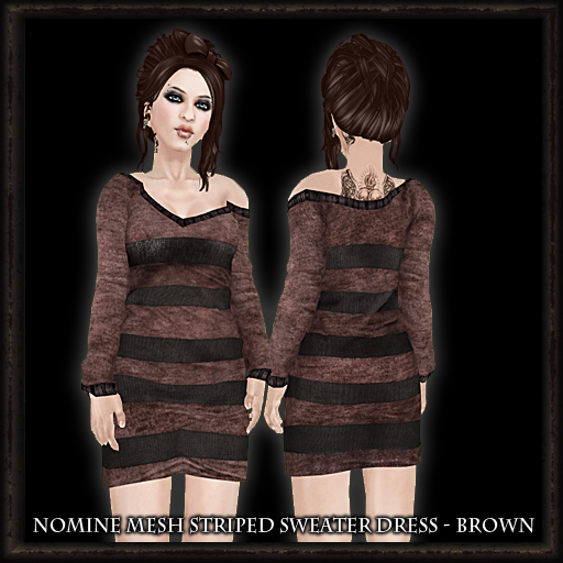 Nomine Mesh Striped Sweater Dress - brown