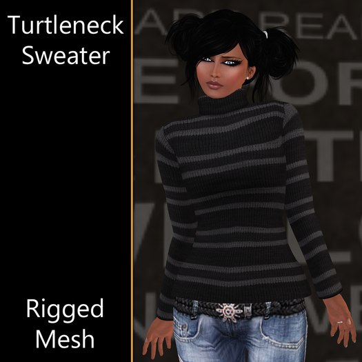 *Tandrae* Rigged Mesh Turtleneck Sweater Black