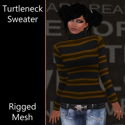 *Tandrae* Rigged Mesh Turtleneck Sweater Brown