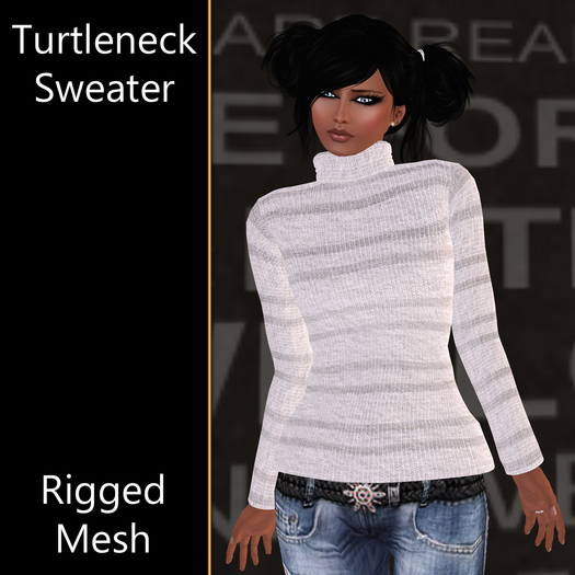 *Tandrae* Rigged Mesh Turtleneck Sweater White