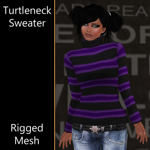 *Tandrae* Rigged Mesh Turtleneck Sweater Purple