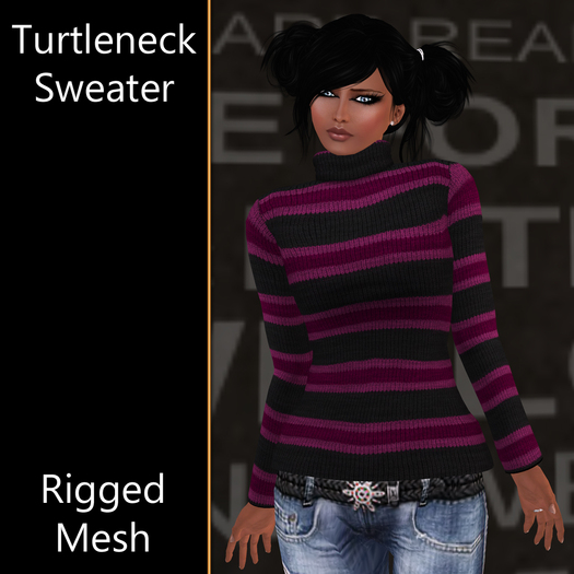 *Tandrae* Rigged Mesh Turtleneck Sweater Magenta