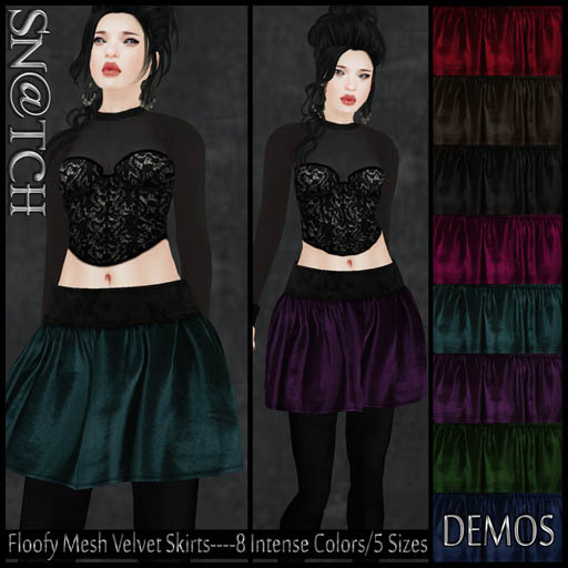 :::Sn@tch Mesh Floofy Velvet Skirts-All Colors (XLarge):::