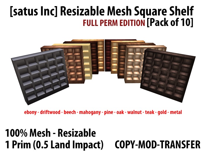 [satus Inc] Resizable Mesh Square Shelf (Pack of 10) Full Perm