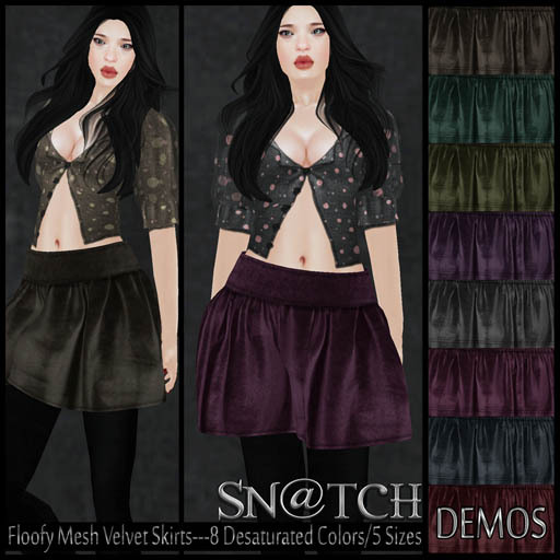:::Sn@tch Mesh Floofy Velvet Skirts-Desaturated (DEMOS):::