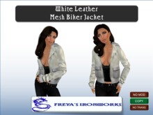 White Leather Mesh Biker Jacket