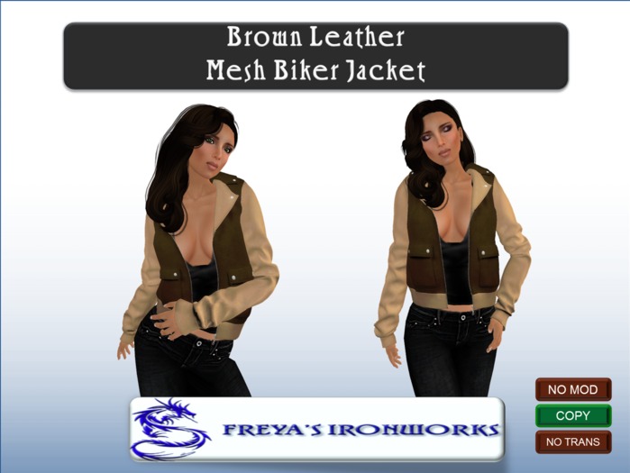 Brown Leather Mesh Biker Jacket