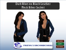 Dark Blue on Black Mesh Biker Jacket