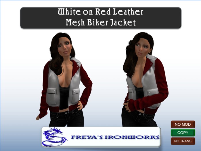 (Box) White Leather Mesh Biker Jacket